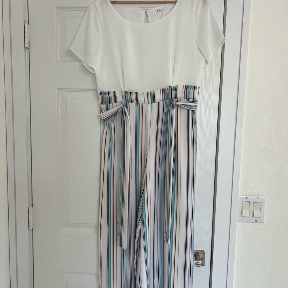 a new day White Jumpsuit with Multicolor Stripes
